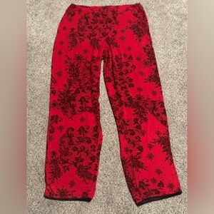 Soma Vibrant Red Pants with Black Floral Design
